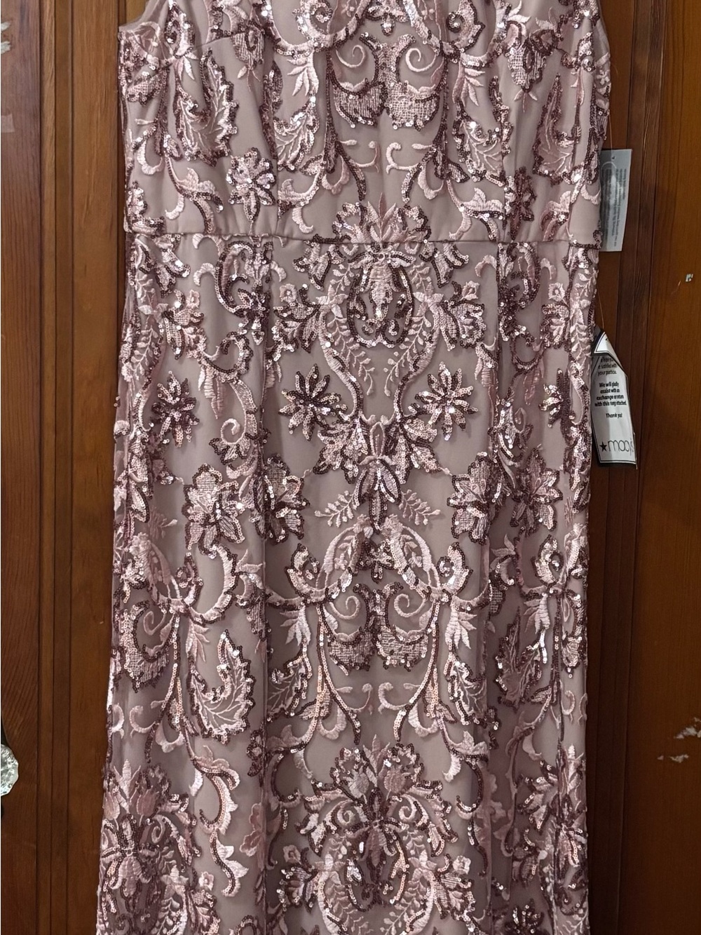 Alex Evenings Blush Rose Sequin Embroidered Maxi Dress